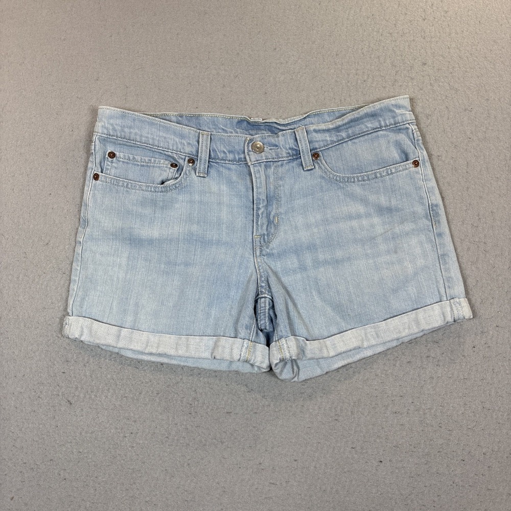 Levi Strauss & Co Womens Light Wash Cuffed Denim Shorts Size 30 Blue Mid Rise
